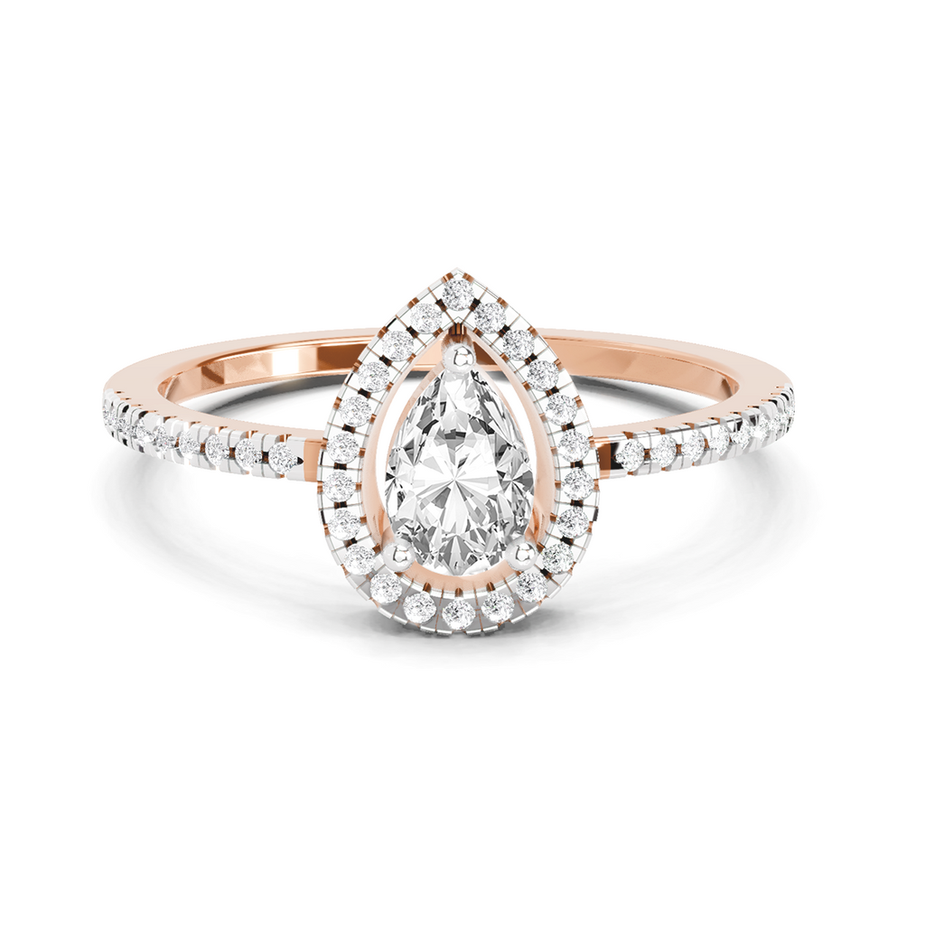 0.61 Ct Pear Cut Halo Ring