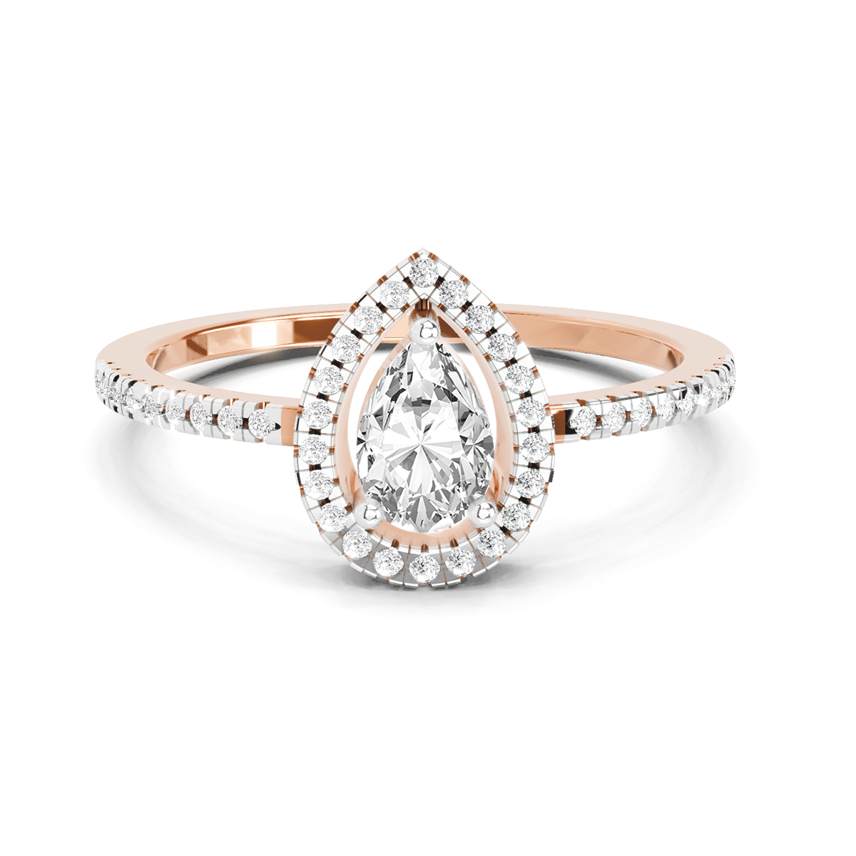 0.61 Ct Pear Cut Halo Ring