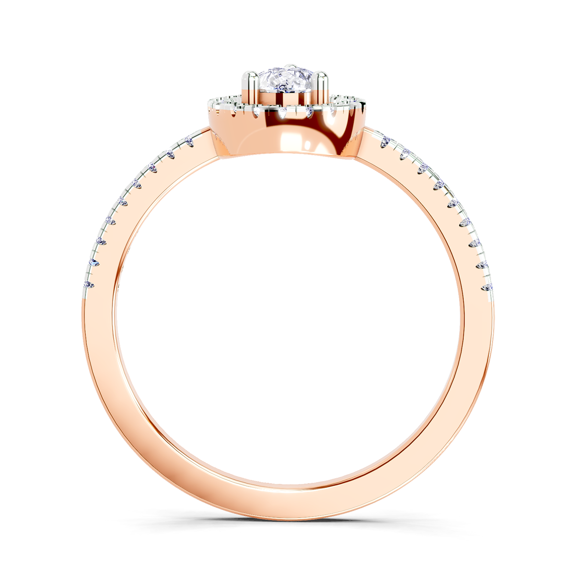 0.61 Ct Pear Cut Halo Ring