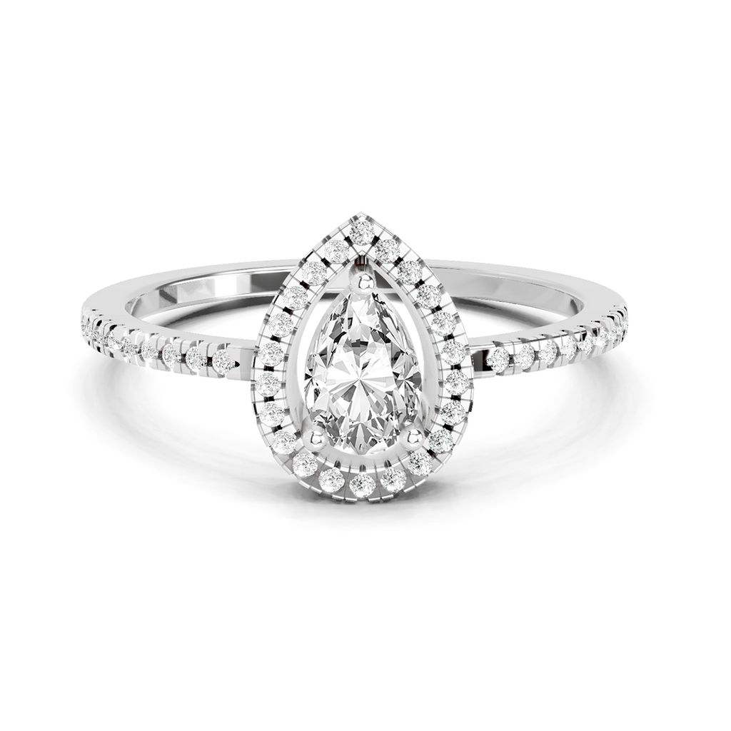 0.61 Ct Pear Cut Halo Ring