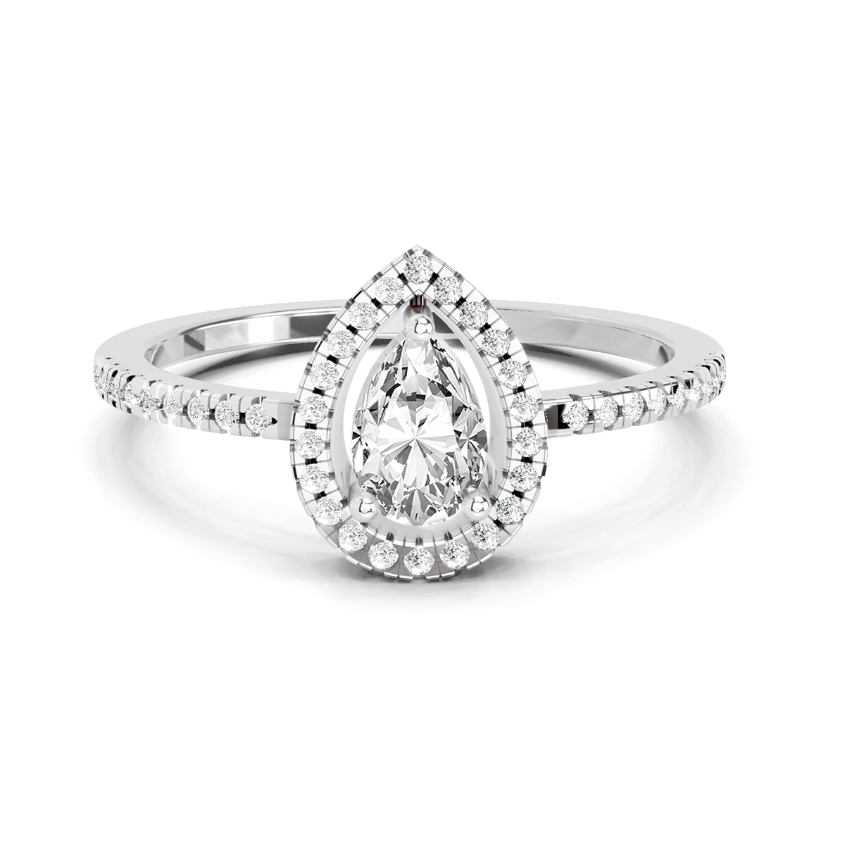 0.61 Ct Pear Cut Halo Ring