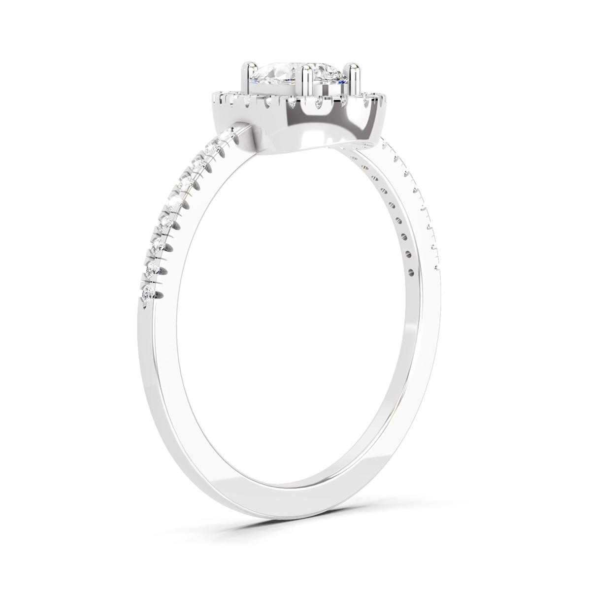 0.61 Ct Pear Cut Halo Ring