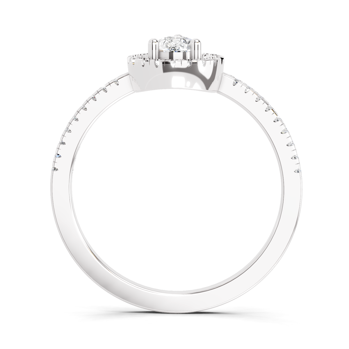 0.61 Ct Pear Cut Halo Ring