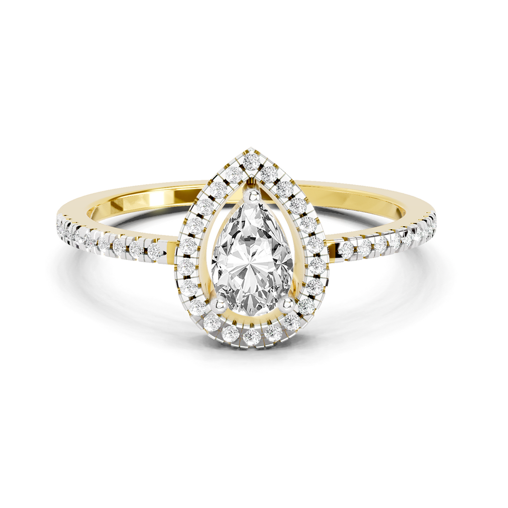 0.61 Ct Pear Cut Halo Ring