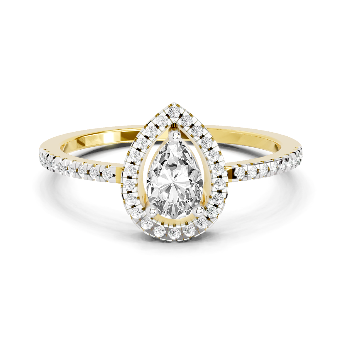 0.61 Ct Pear Cut Halo Ring