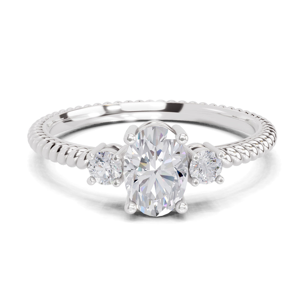 0.74 Carat Oval-Cut Diamond Engagement Ring
