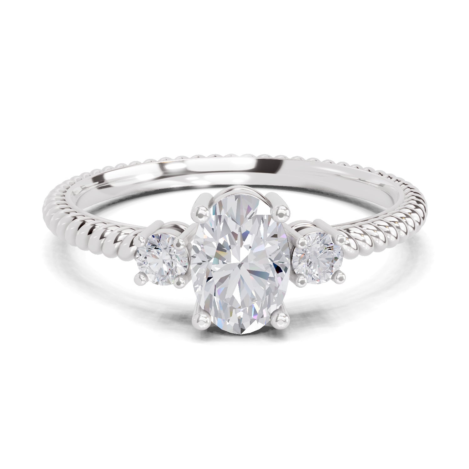0.74 Carat Oval-Cut Diamond Engagement Ring