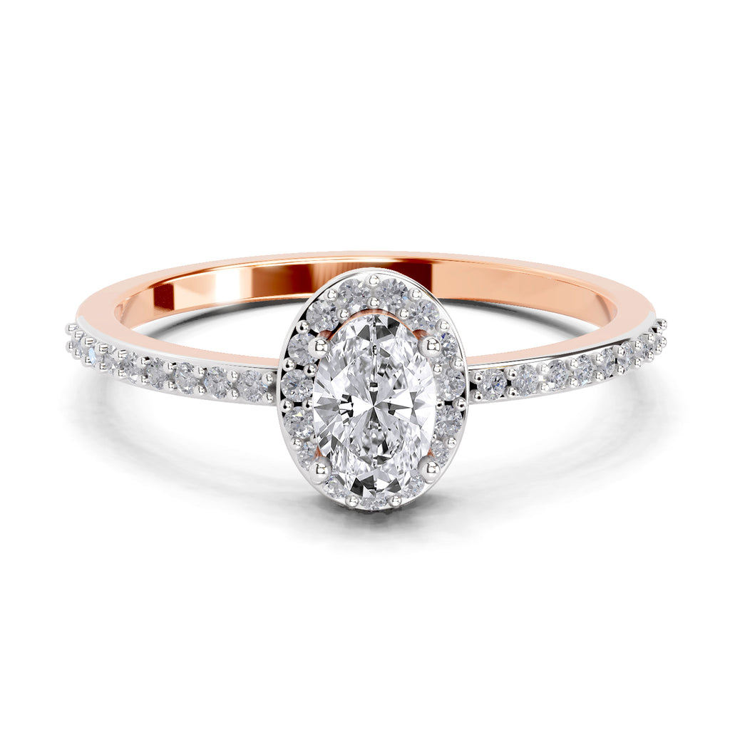 0.6 Carat Oval Shape Halo Engagement Ring