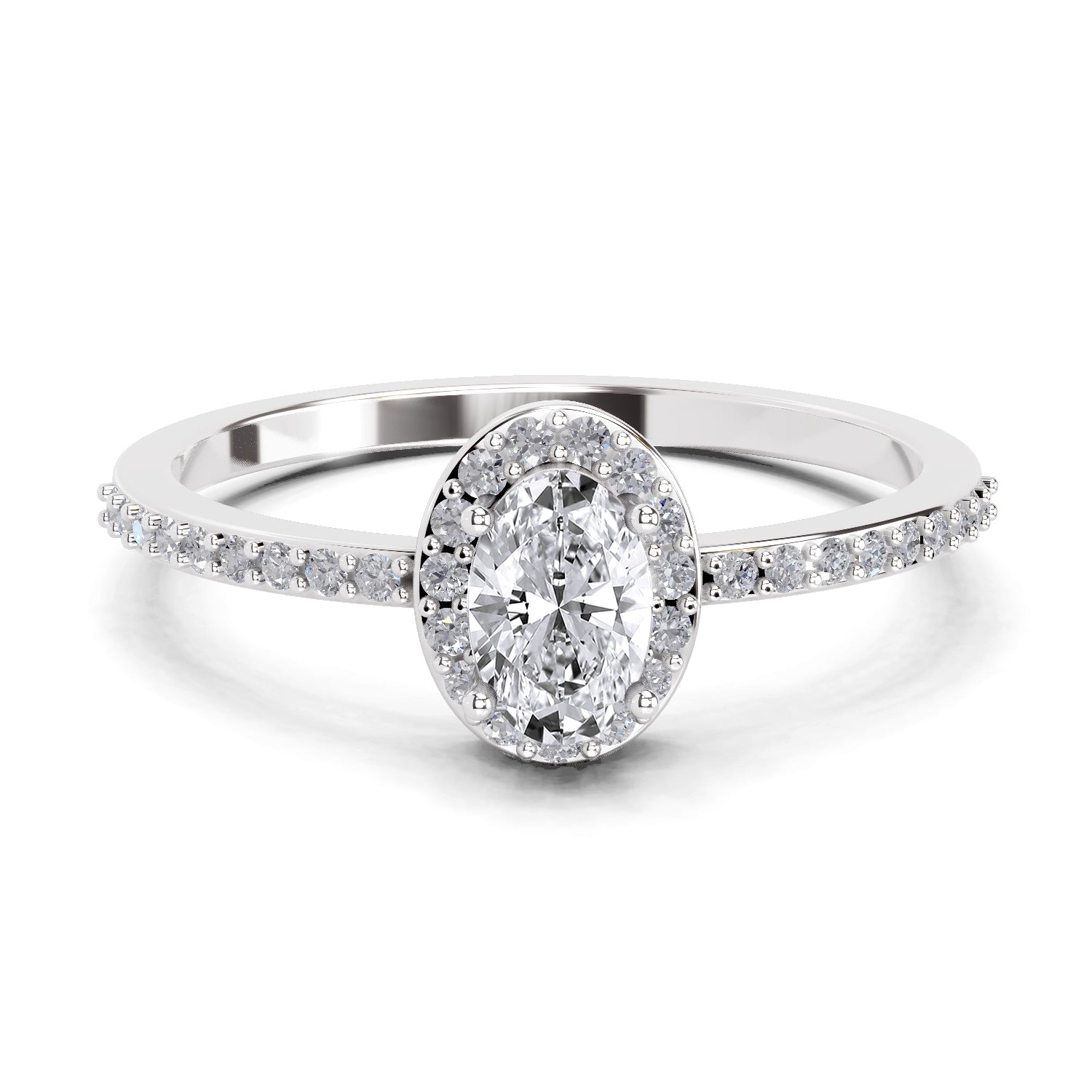0.6 Carat Oval Shape Halo Engagement Ring