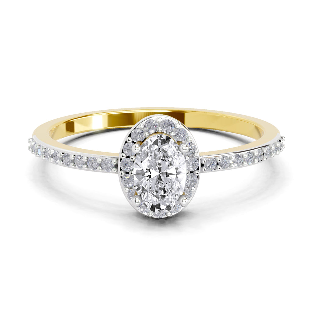 0.6 Carat Oval Shape Halo Engagement Ring