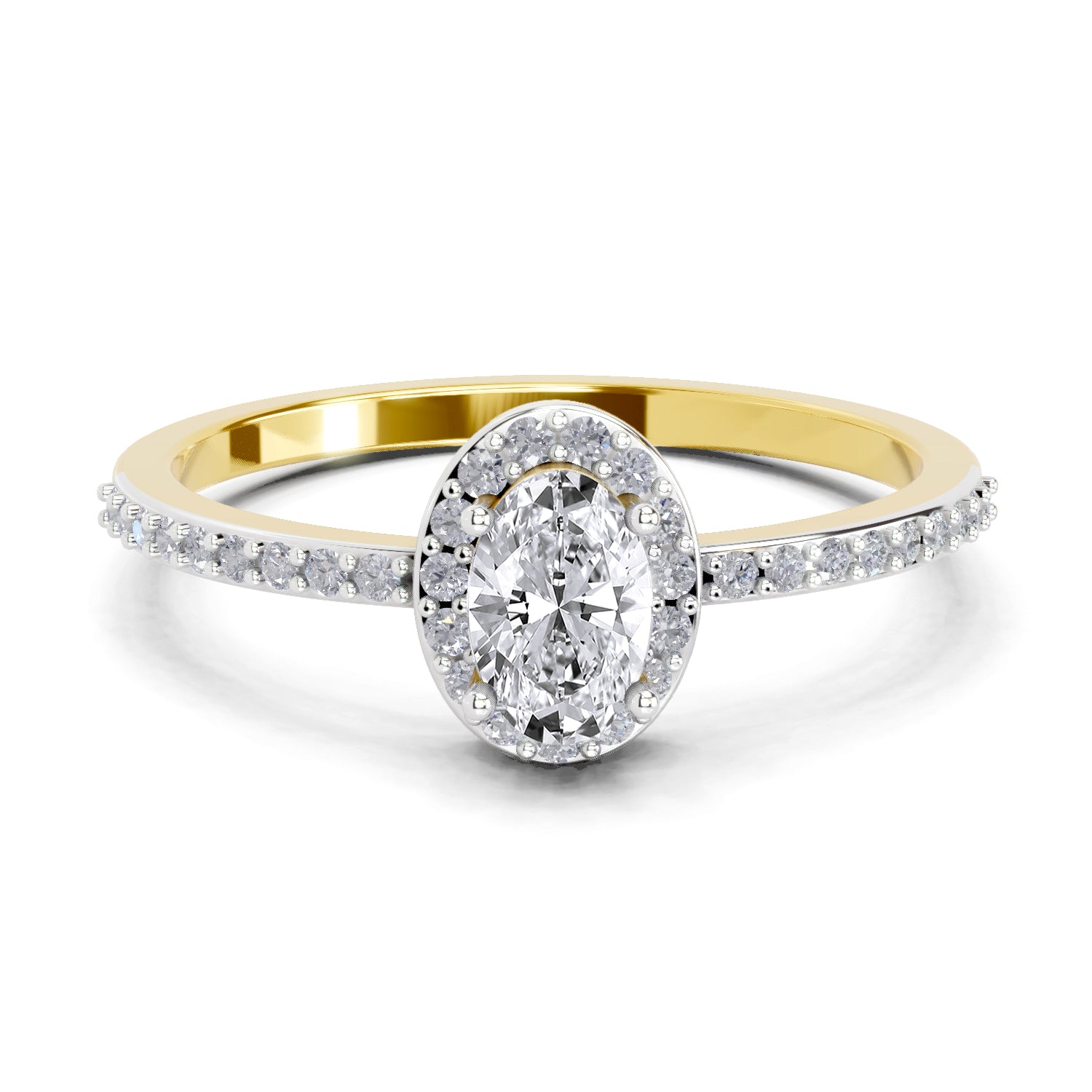 0.6 Carat Oval Shape Halo Engagement Ring