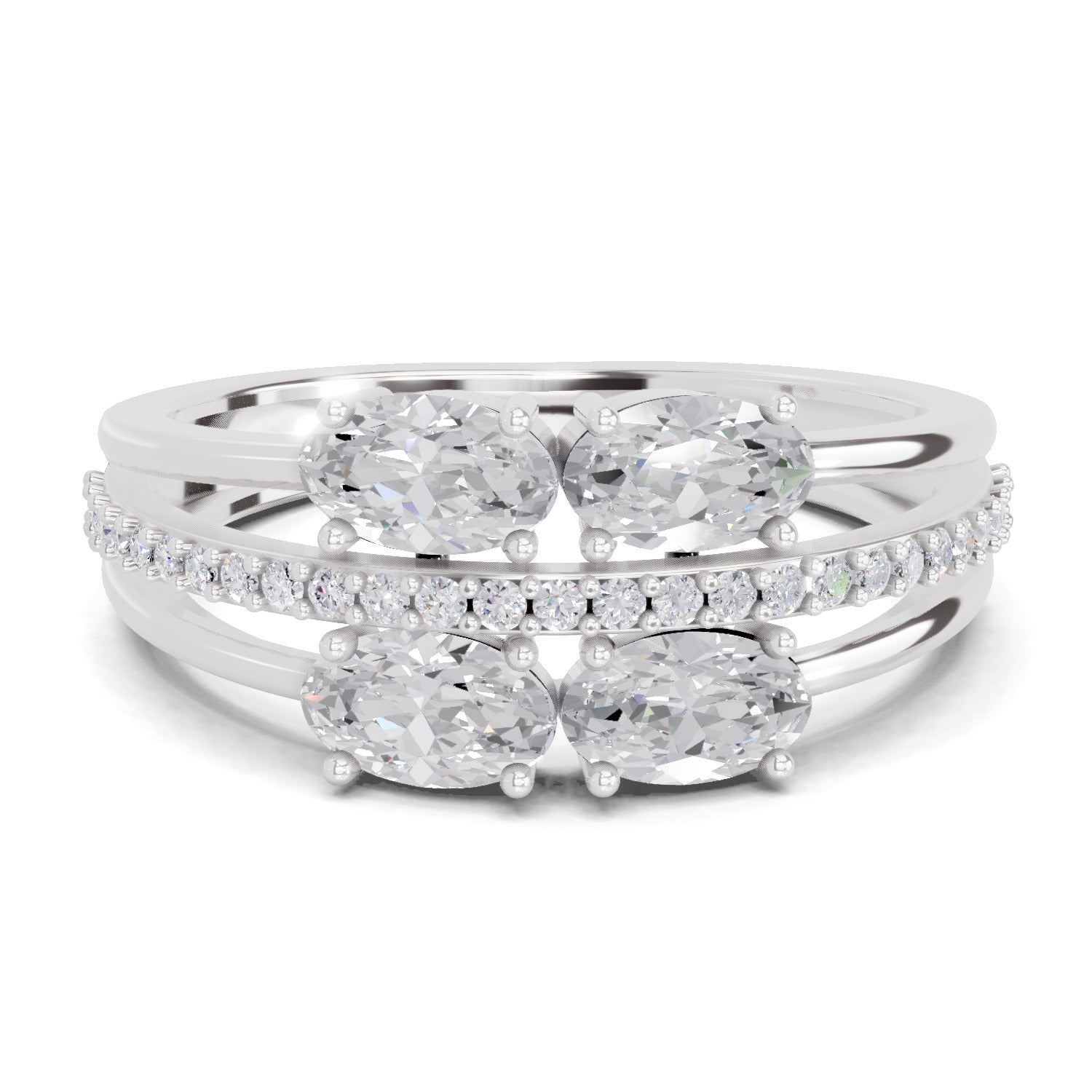 1.36 Carat Quadra Oval Engagement Ring