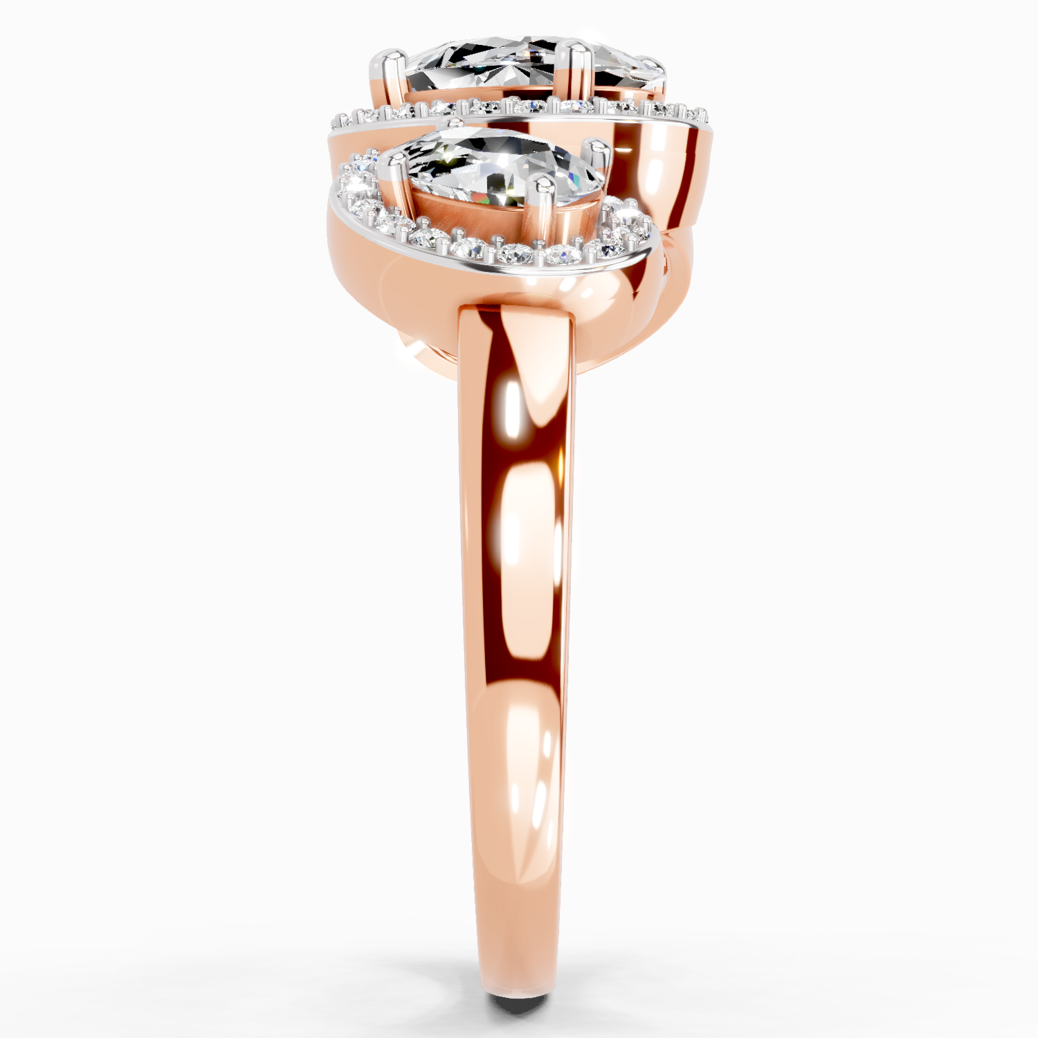 2 Carat Oval Three-Stone Halo Ring