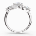 2 Carat Oval Three-Stone Halo Ring