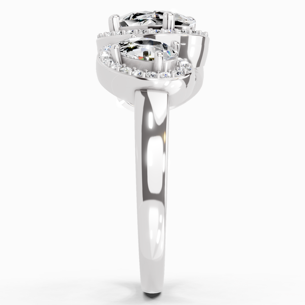 2 Carat Oval Three-Stone Halo Ring