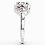 2 Carat Oval Three-Stone Halo Ring