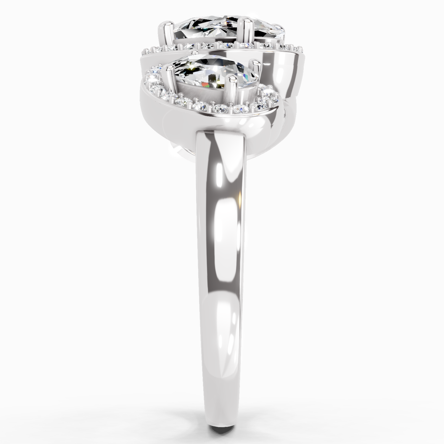 2 Carat Oval Three-Stone Halo Ring