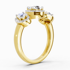 2 Carat Oval Three-Stone Halo Ring