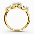 2 Carat Oval Three-Stone Halo Ring
