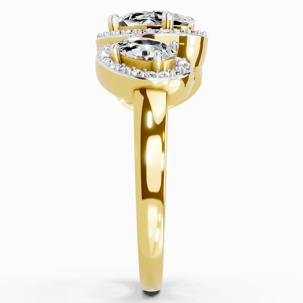 2 Carat Oval Three-Stone Halo Ring