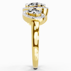 2 Carat Oval Three-Stone Halo Ring