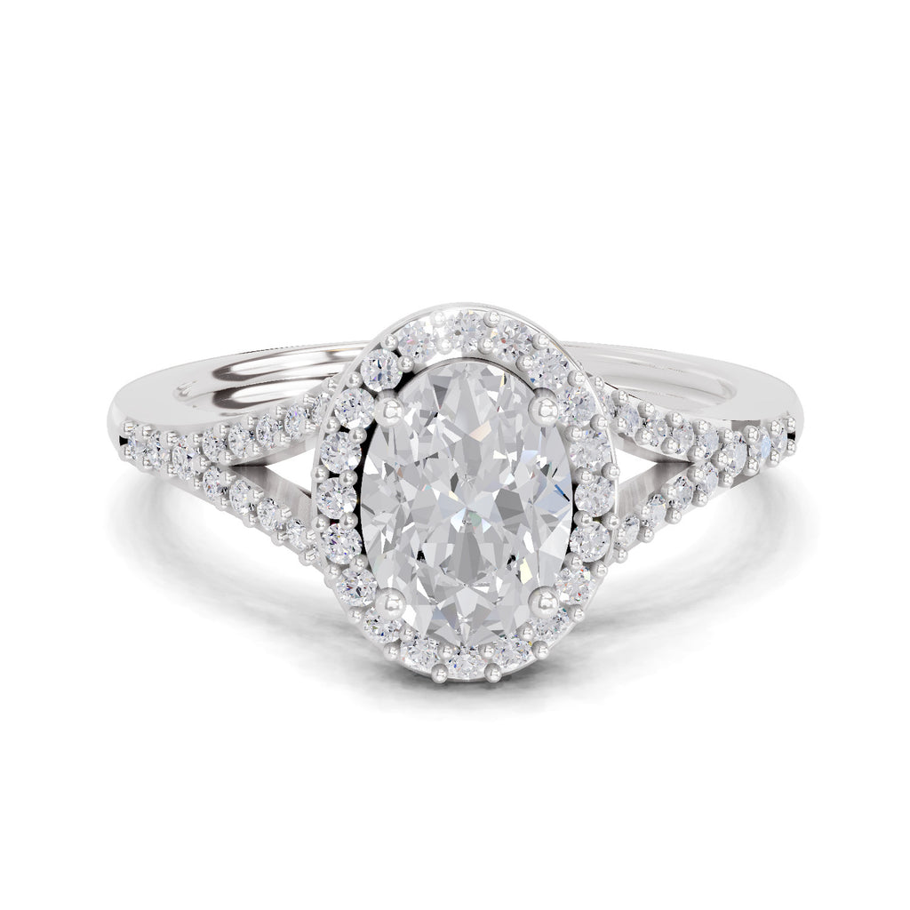 1.35 Carat Oval Shape Halo Engagement Ring