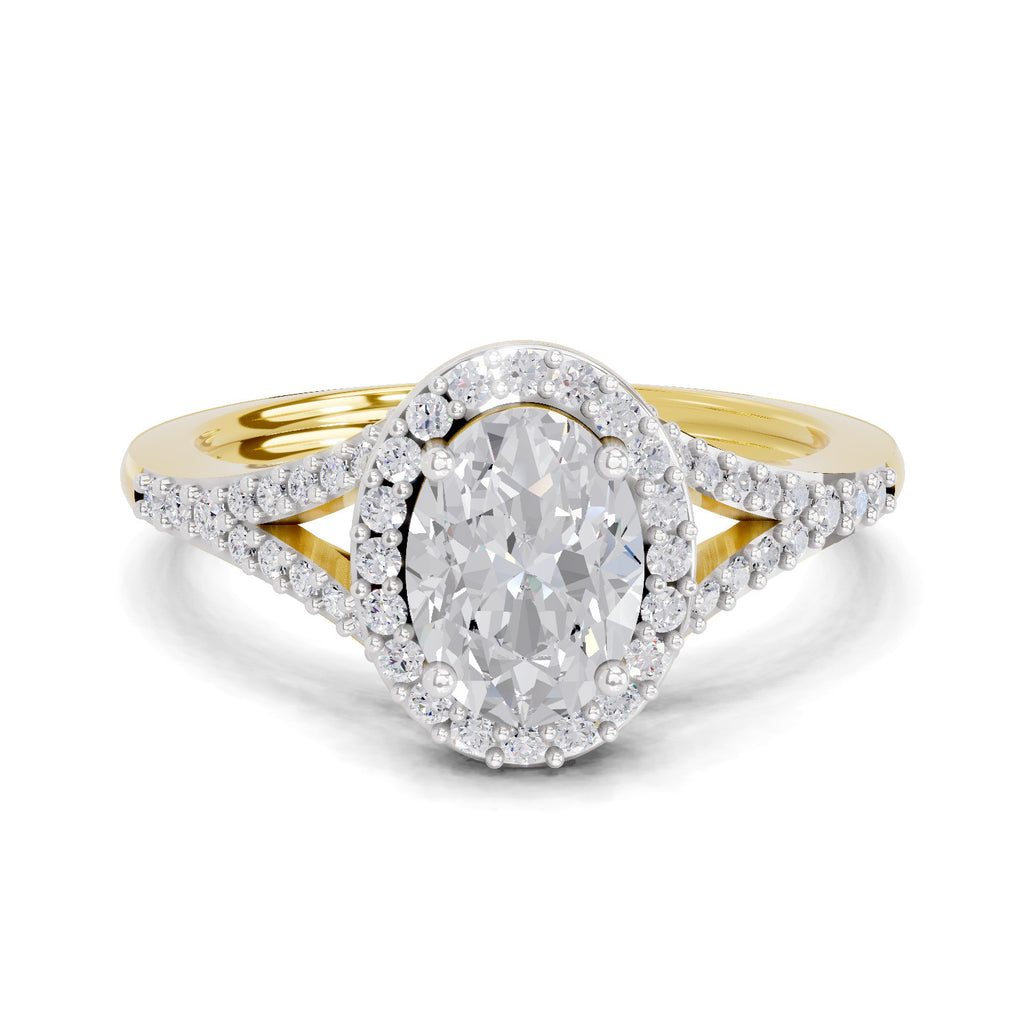 1.35 Carat Oval Shape Halo Engagement Ring
