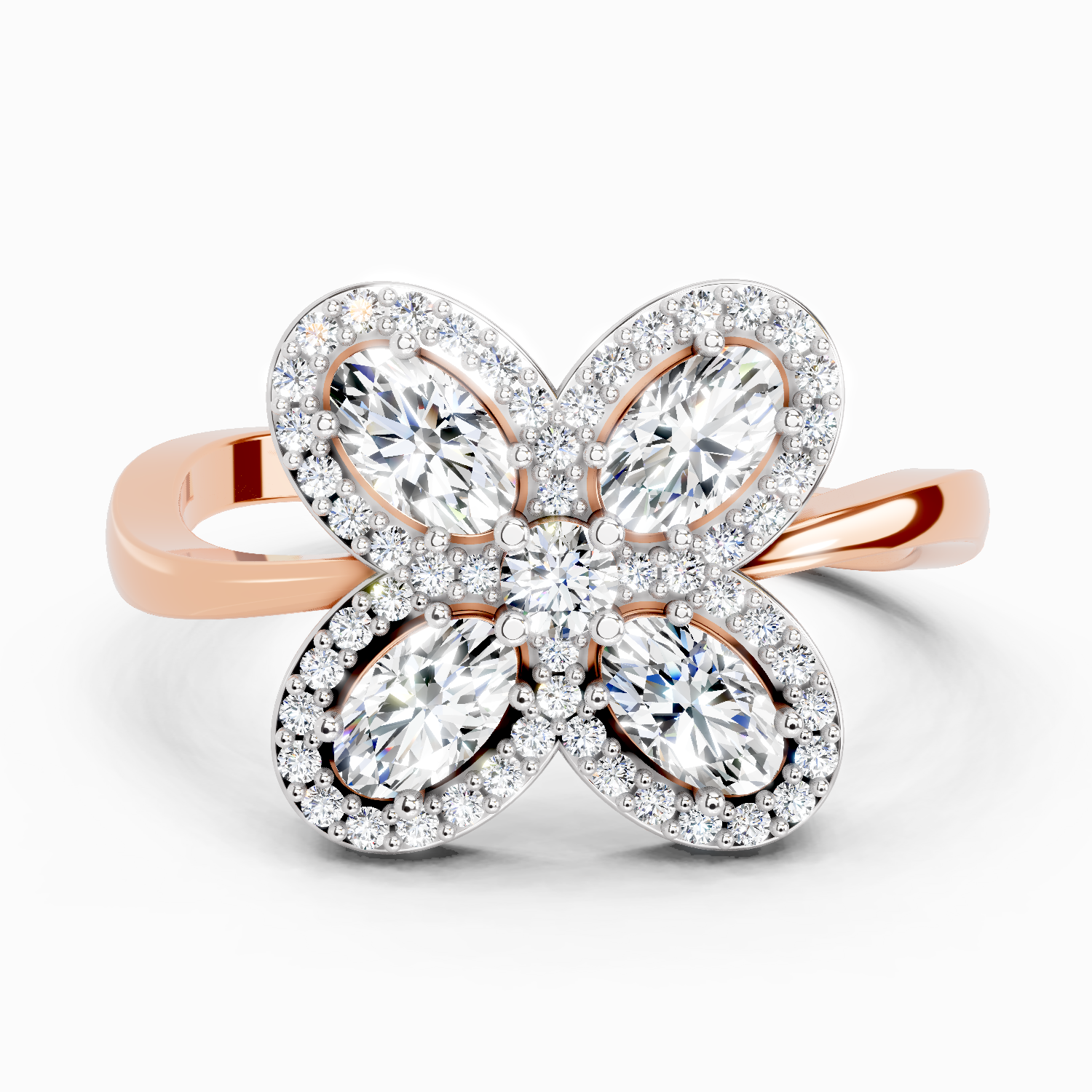 1.72 Carat Oval Flower Ring