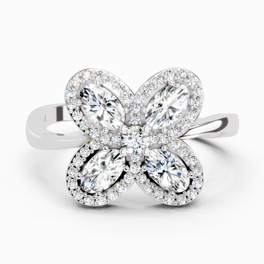 1.72 Carat Oval Flower Ring