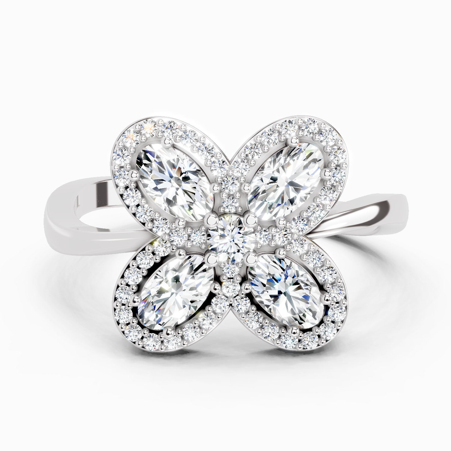 1.72 Carat Oval Flower Ring