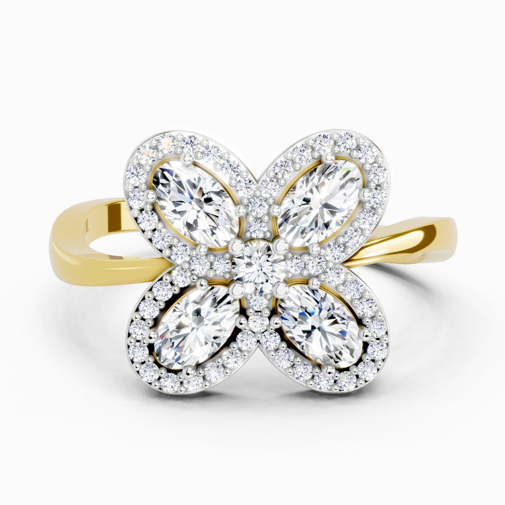 1.72 Carat Oval Flower Ring