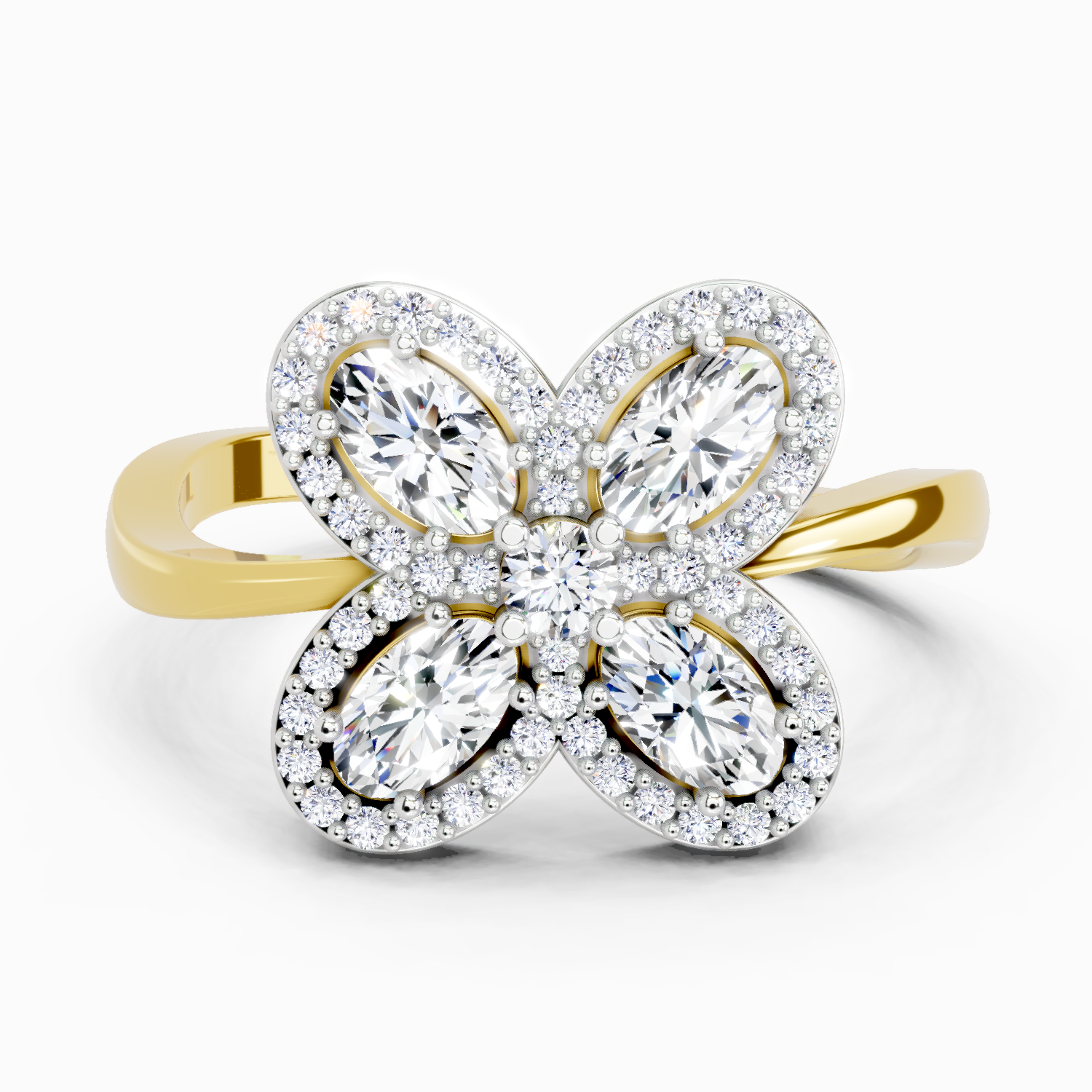 1.72 Carat Oval Flower Ring
