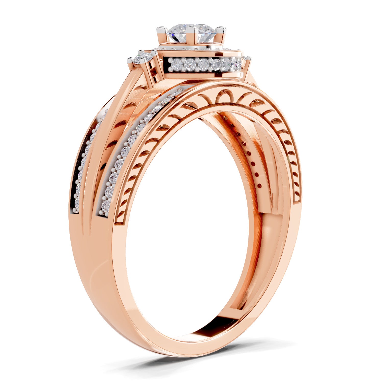 0.6 Carat Circle Halo Engagement Ring