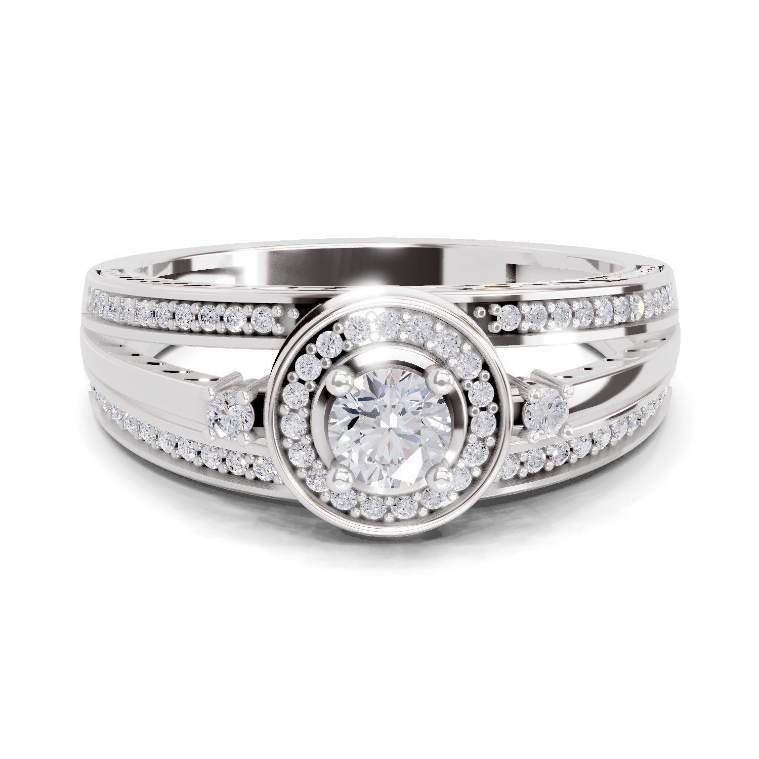 0.6 Carat Circle Halo Engagement Ring