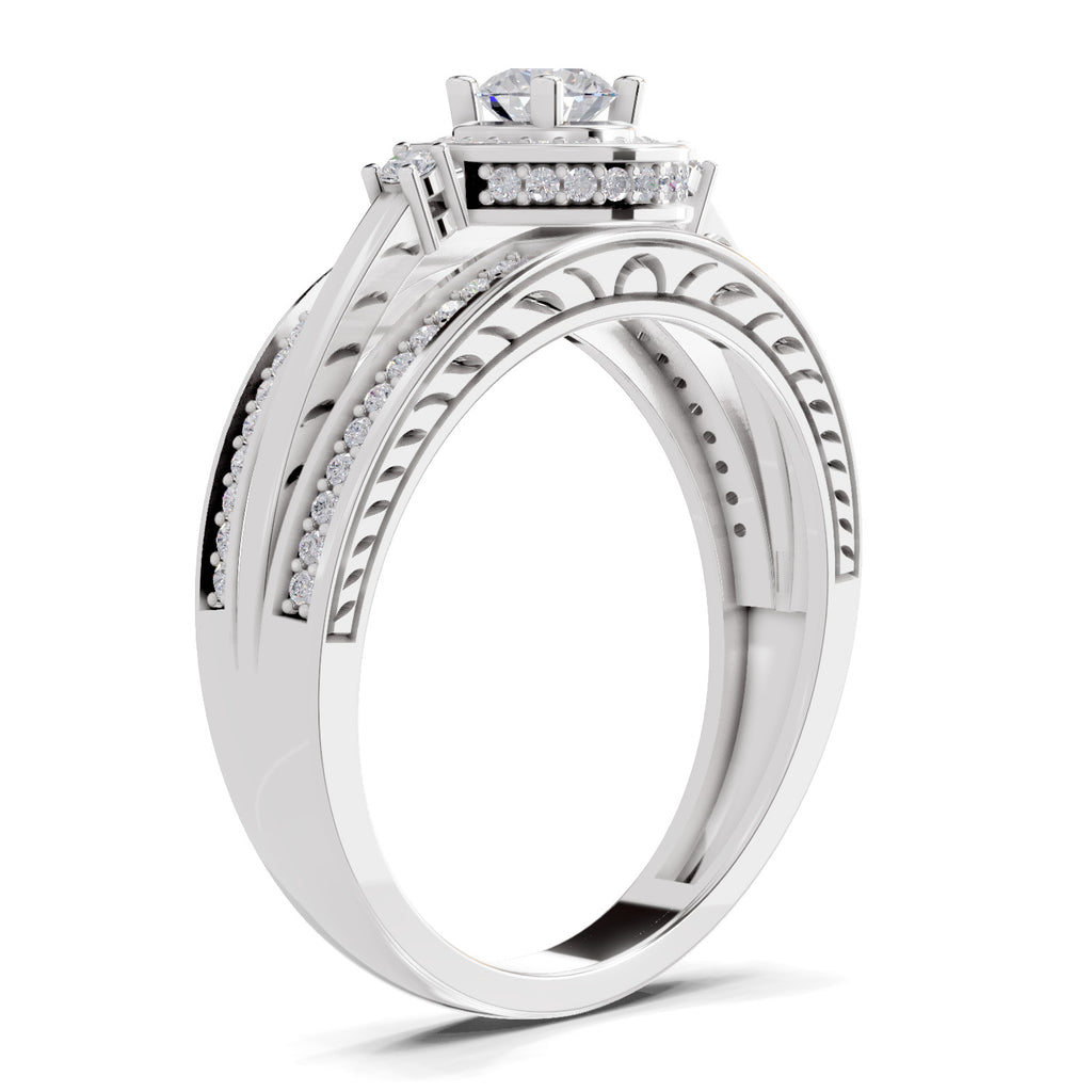 0.6 Carat Circle Halo Engagement Ring