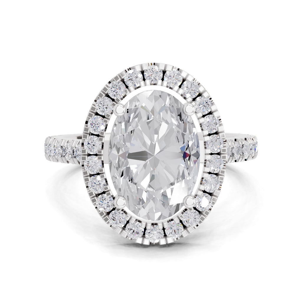 3.39 Carat Classic Oval Shape Halo Engagement Ring