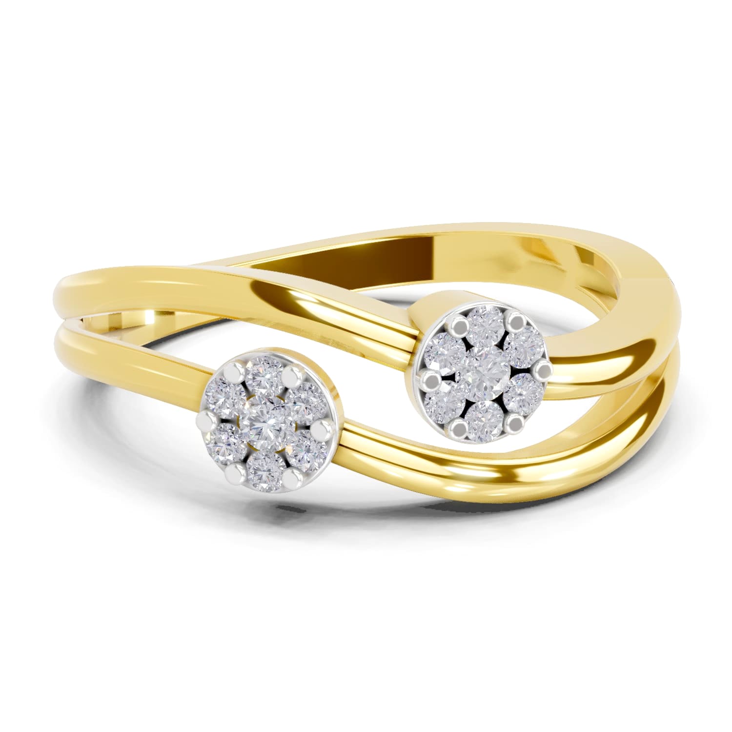 Sparkles 0.18 Ct Floral Diamond Ring in 14K Gold