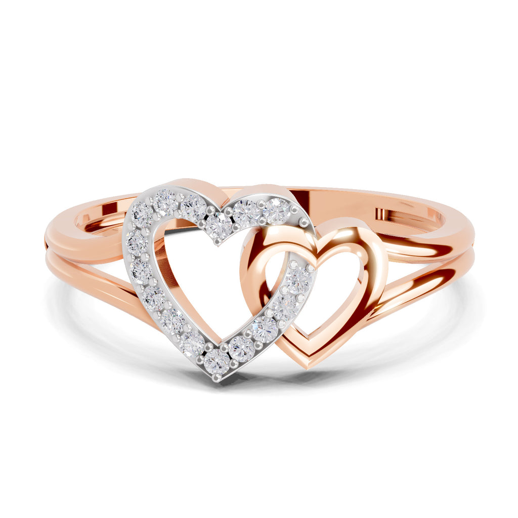 Sparkles 0.13 Ct Twin Heart Diamond Engagement Ring in 14K Gold