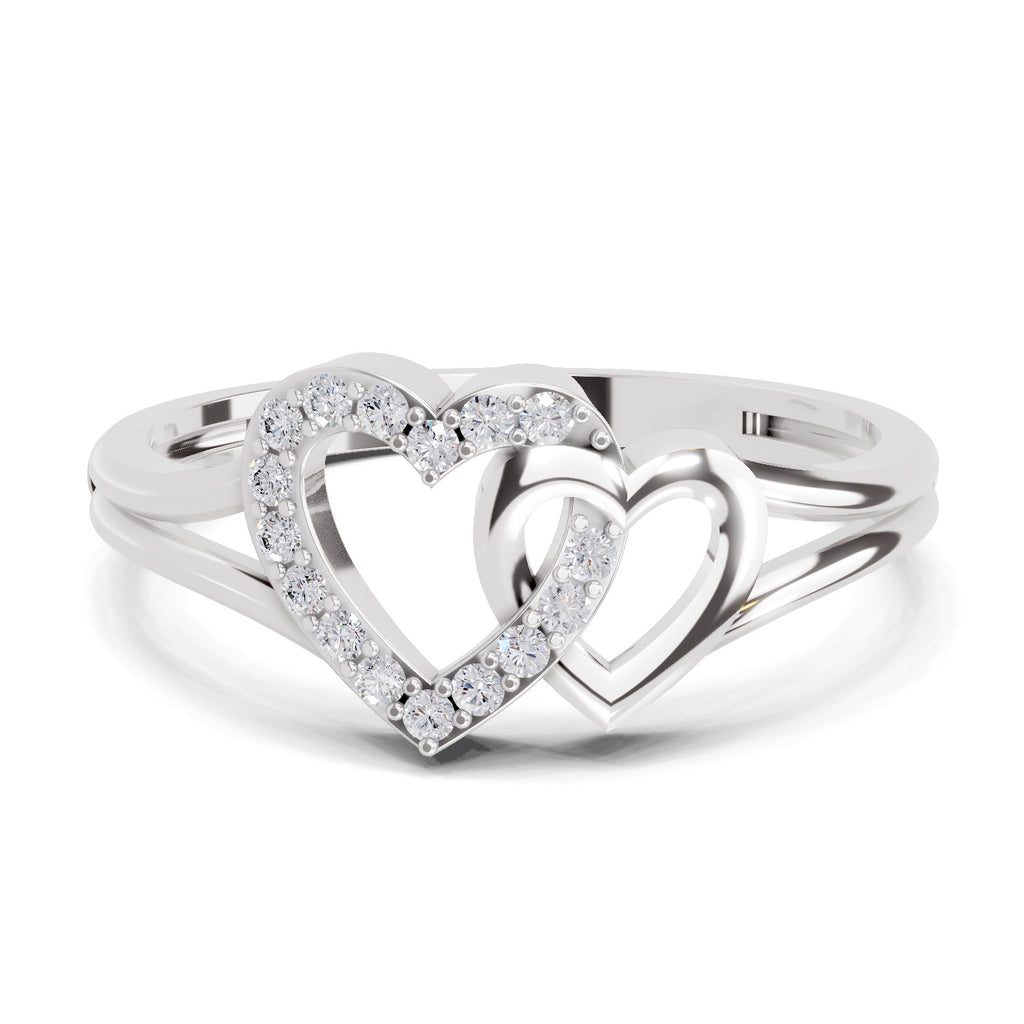 Sparkles 0.13 Ct Twin Heart Diamond Engagement Ring in 14K Gold