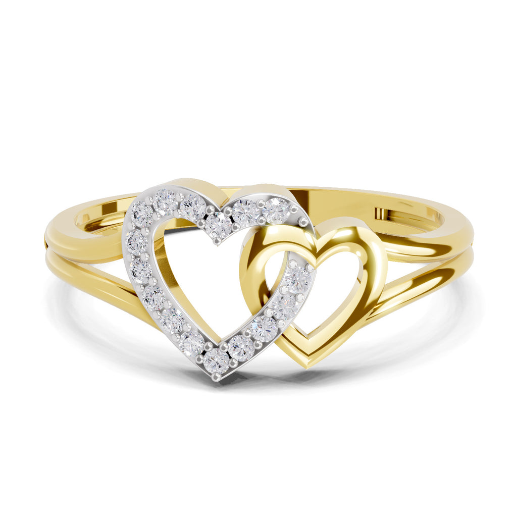 Sparkles 0.13 Ct Twin Heart Diamond Engagement Ring in 14K Gold