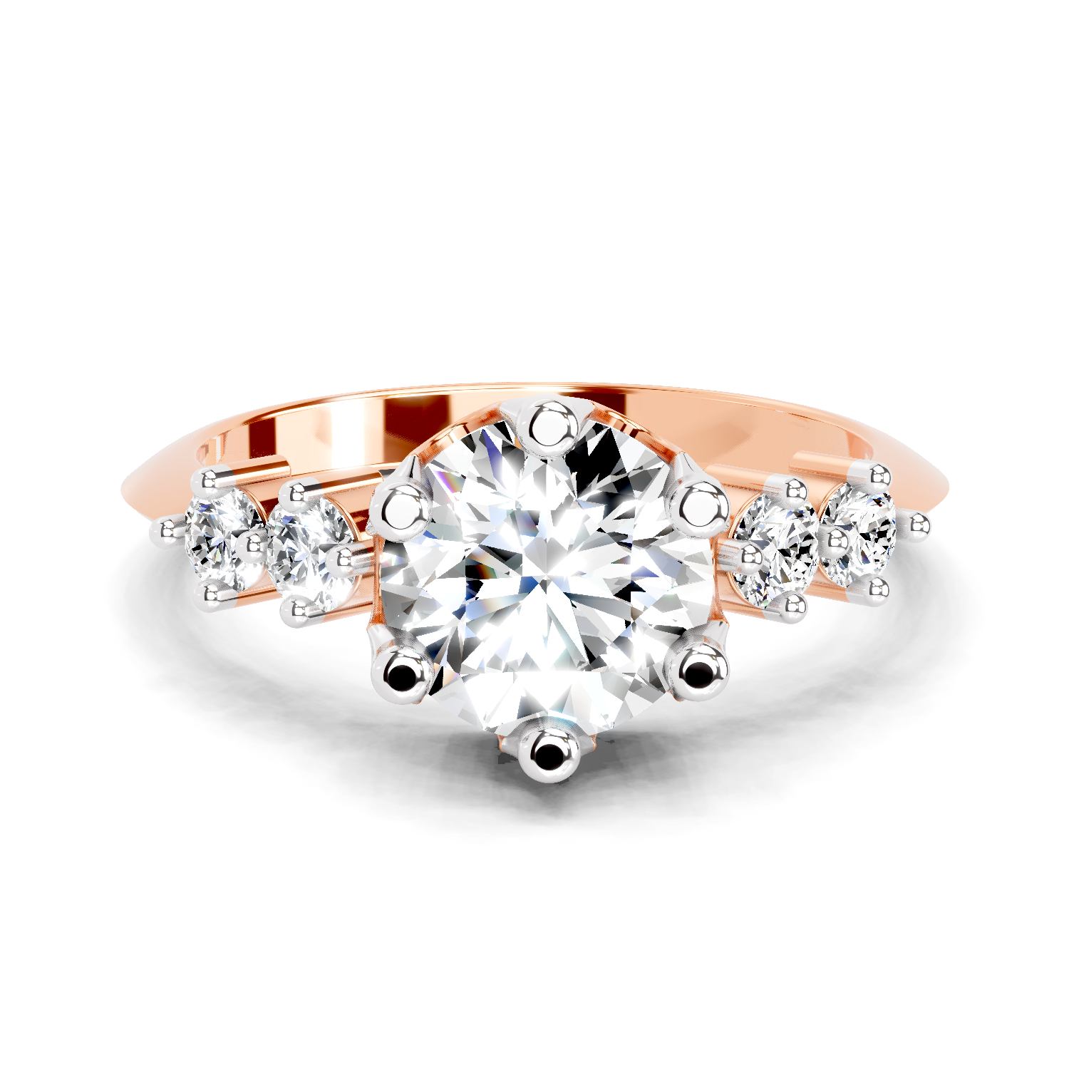 1.71 Carat Round Side Stone Engagement Ring
