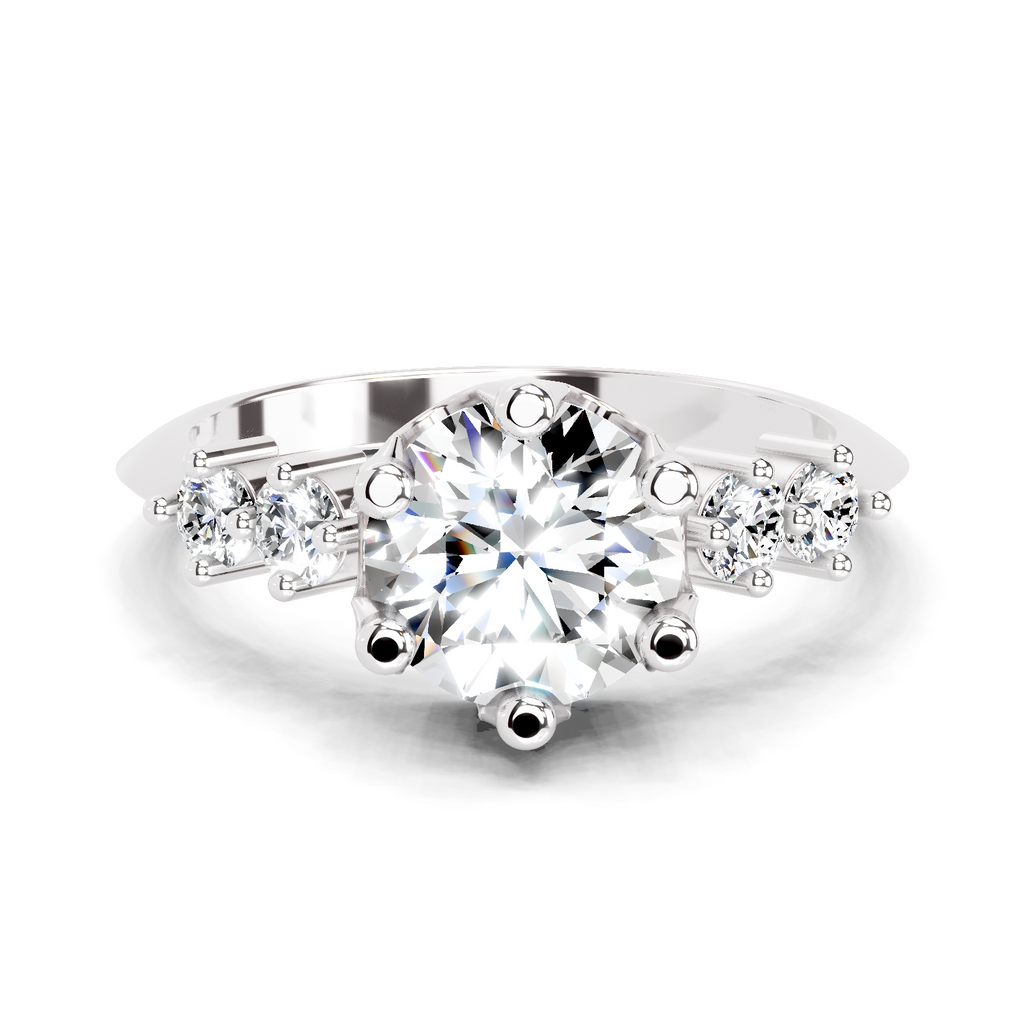 1.71 Carat Round Side Stone Engagement Ring