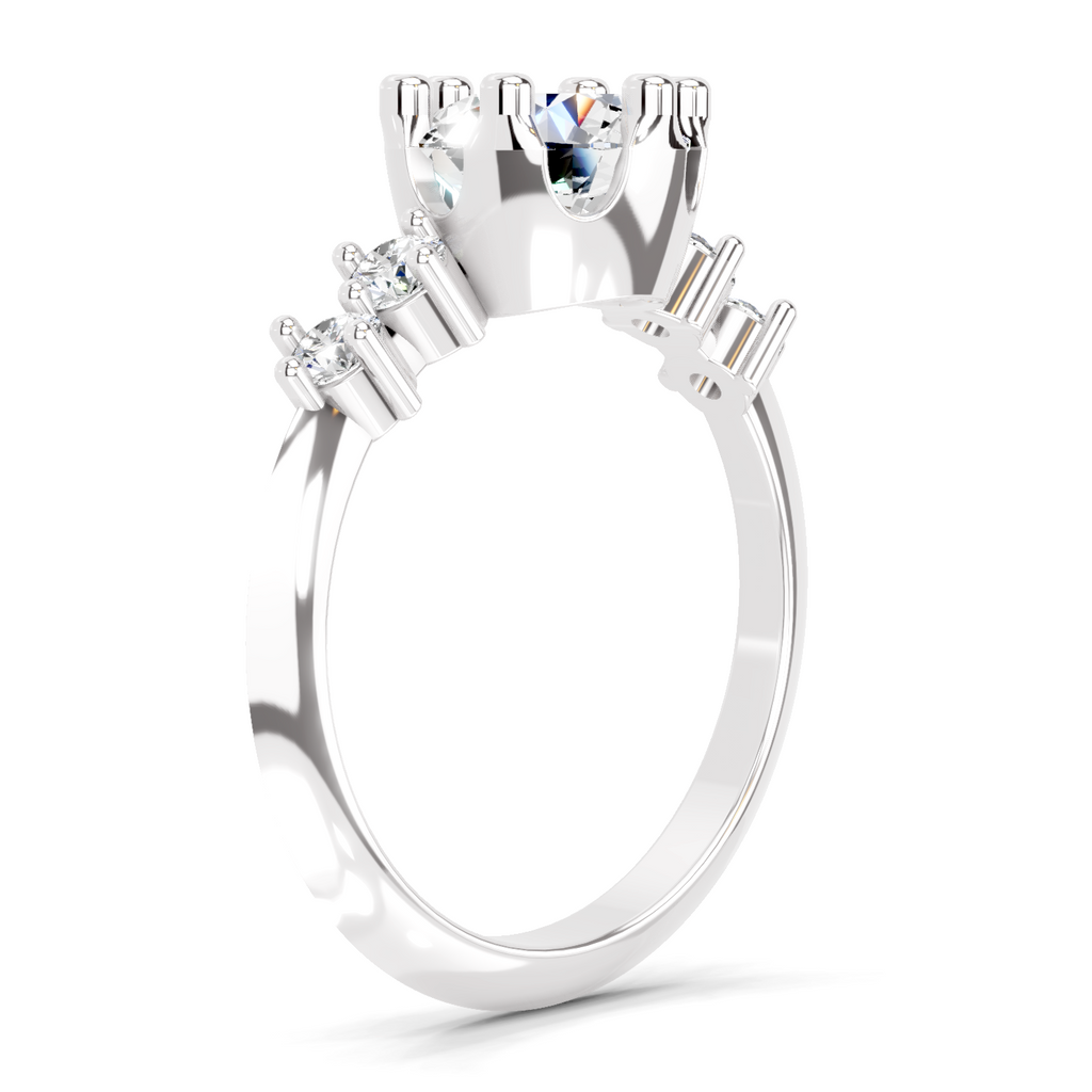 1.71 Carat Round Side Stone Engagement Ring
