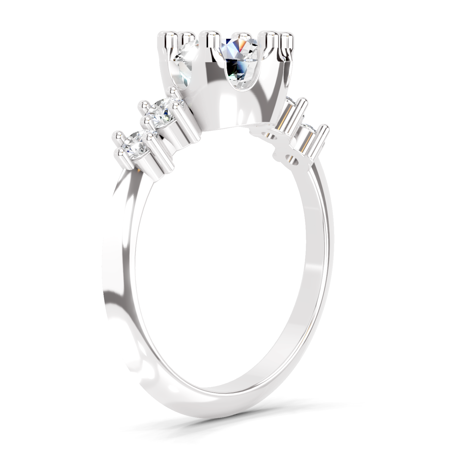 1.71 Carat Round Side Stone Engagement Ring