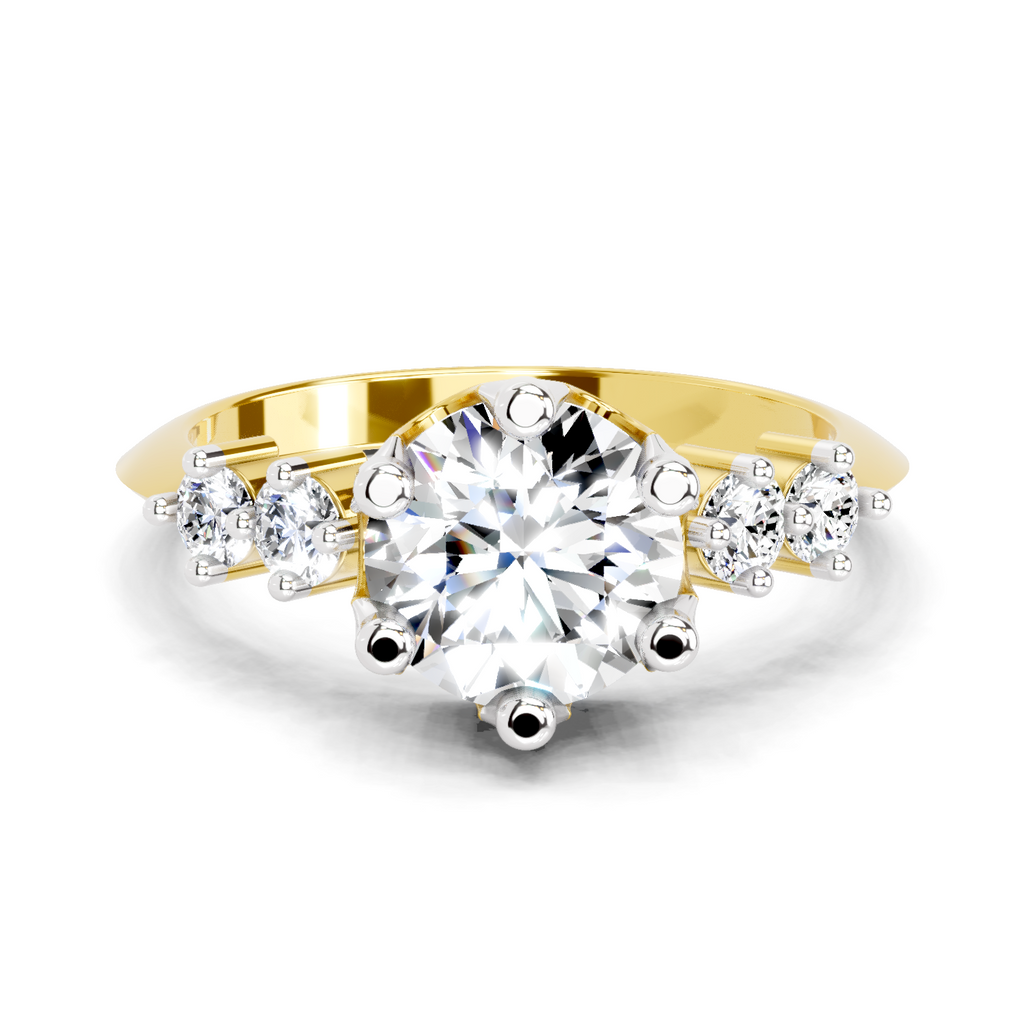 1.71 Carat Round Side Stone Engagement Ring