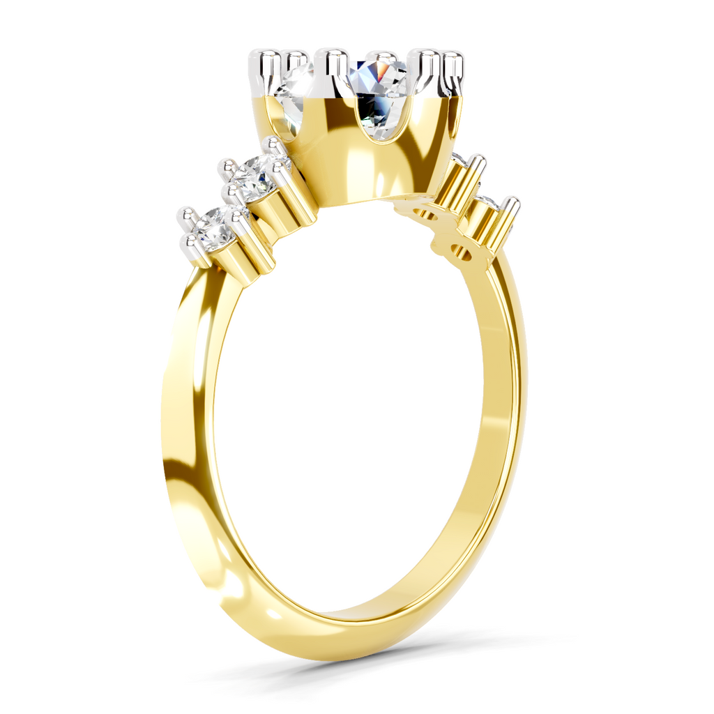 1.71 Carat Round Side Stone Engagement Ring