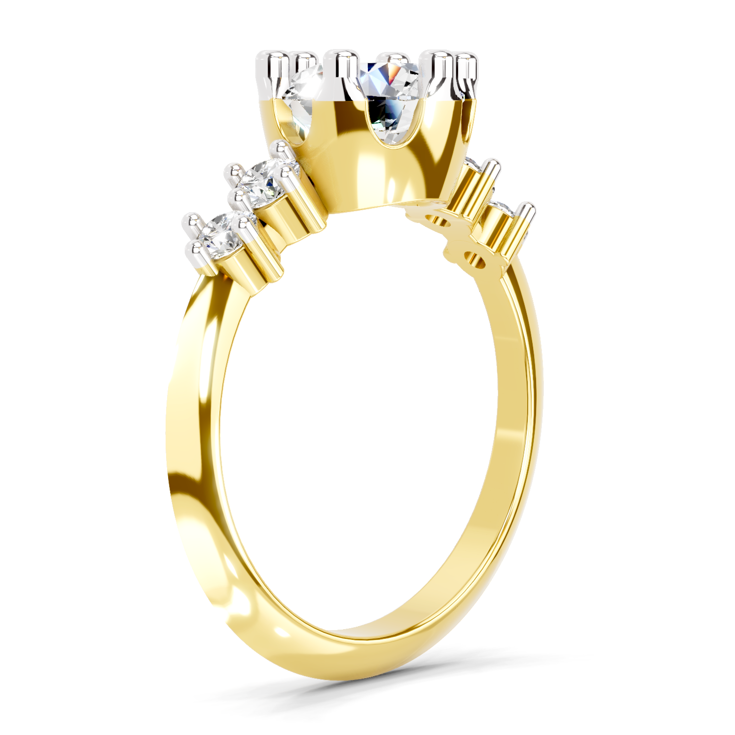 1.71 Carat Round Side Stone Engagement Ring