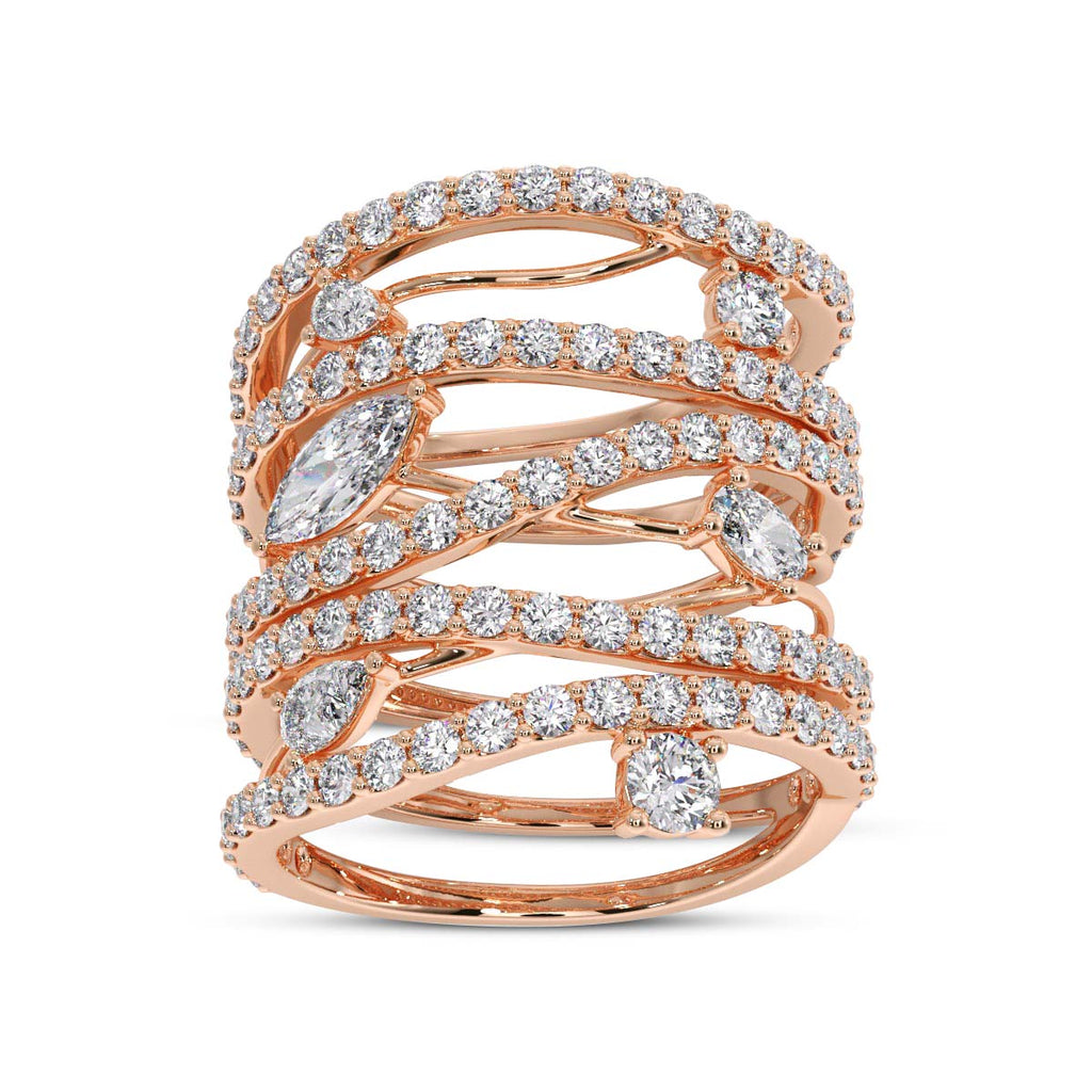 Lab Grown Diamond 2.6 Carat Intertwining Multi-Stone Ring 14KY