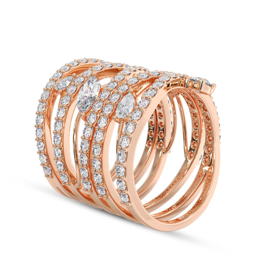 Lab Grown Diamond 2.6 Carat Intertwining Multi-Stone Ring 14KY