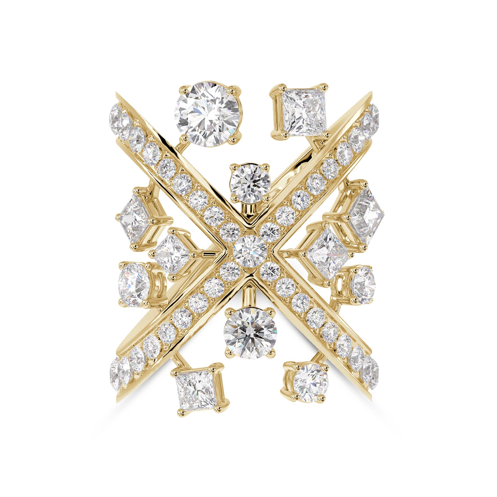Lab Grown Diamond 4.32 Carat Multi Shape Liner Ring 14KW